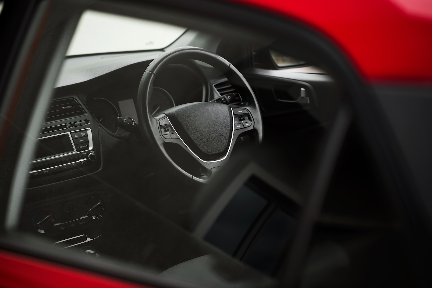 Interior View Of Car With Black Interior Through T